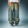 OEM Custom Streetwear Jeans | Vintage Washed Denim Pants | Distressed Baggy Wide Leg Denim Trousers