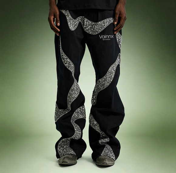 Custom Designer Streetwear Jeans | Wide Leg Rhinestone Pants | High Quality High Waist Jeans