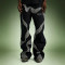 Custom Designer Streetwear Jeans | Wide Leg Rhinestone Pants | High Quality High Waist Jeans