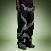 Custom Designer Streetwear Jeans | Wide Leg Rhinestone Pants | High Quality High Waist Jeans