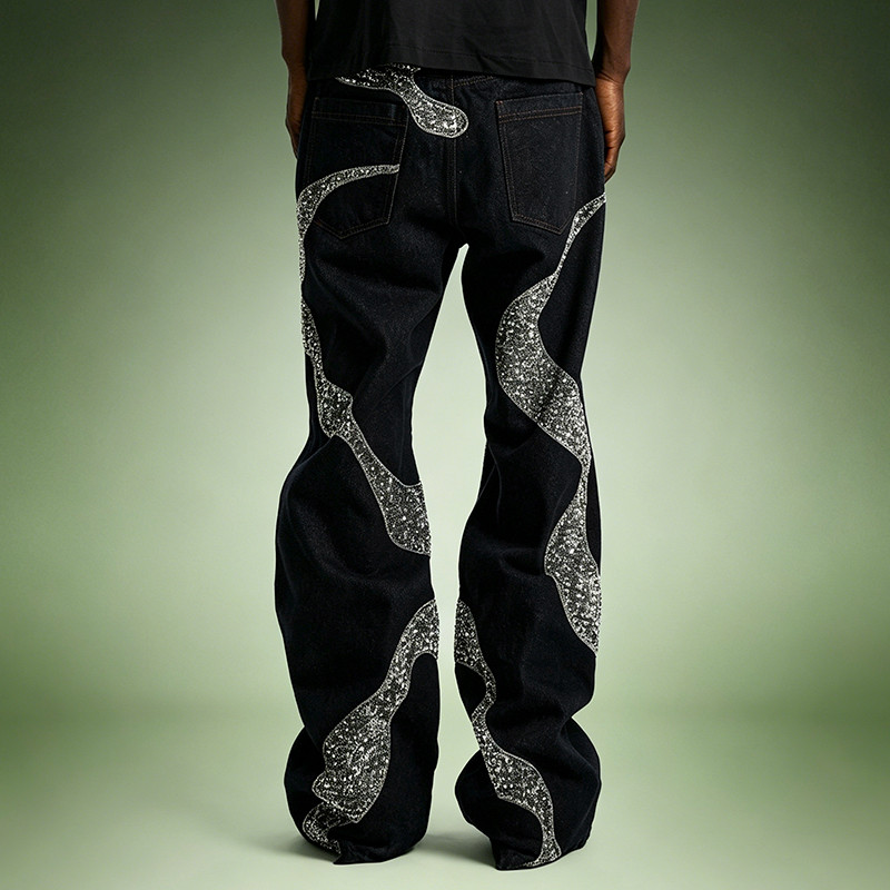 Rhinestone Denim Pants