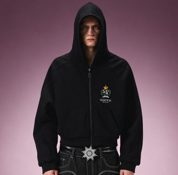 Custom Embroidery Hoodie | Vintage Luxury Streetwear Hoodie | Fleece Crop fit Streetwear Hoodie