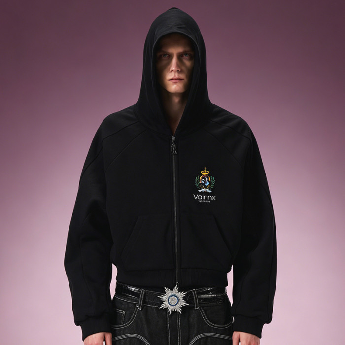 Custom Embroidery Hoodie | Vintage Luxury Streetwear Hoodie | Fleece Crop fit Streetwear Hoodie