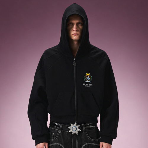 Custom Embroidery Hoodie | Vintage Luxury Streetwear Hoodie | Fleece Crop fit Streetwear Hoodie