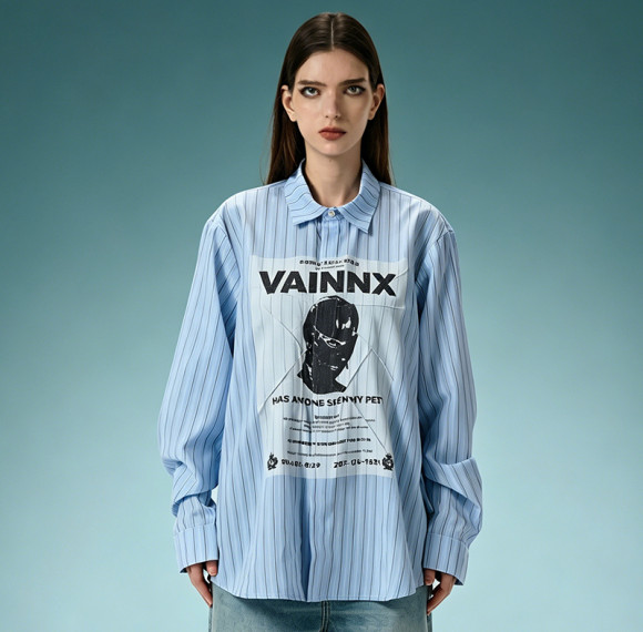 Custom 260 Gsm Cotton Shirt | Stripe Oversize Screen Print Shirt | Men's Streetwear Shirt