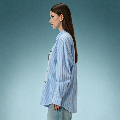 Custom 260 Gsm Cotton Shirt | Stripe Oversize Screen Print Shirt | Men's Streetwear Shirt