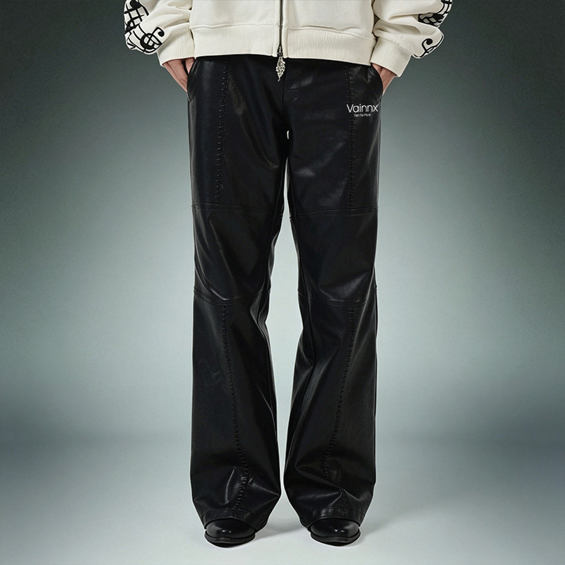 Glossy Faux Leather Bootcut Pants