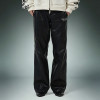 Custom Patchwork Embroidery Pants | Straight Leg Casual Pants | Glossy Faux Leather Bootcut Pants
