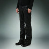 Custom Patchwork Embroidery Pants | Straight Leg Casual Pants | Glossy Faux Leather Bootcut Pants