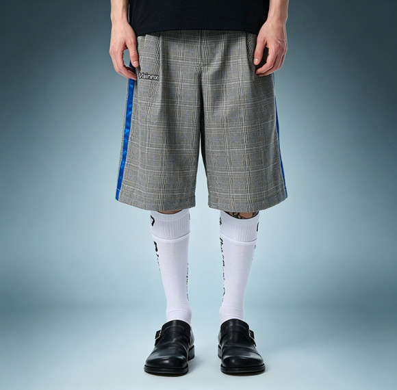 Custom Plaid Elastic Waist Gym Shorts | Stripe Pleated Casual Shorts | Streetwear Shorts Manufacturer