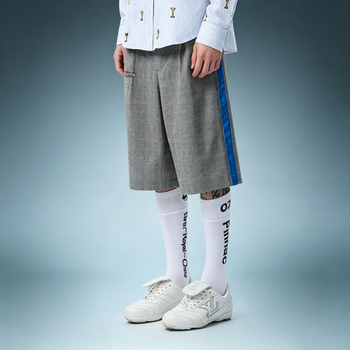 Custom Plaid Elastic Waist Gym Shorts | Stripe Pleated Casual Shorts | Streetwear Shorts Manufacturer