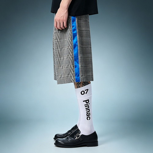 Custom Plaid Elastic Waist Gym Shorts | Stripe Pleated Casual Shorts | Streetwear Shorts Manufacturer