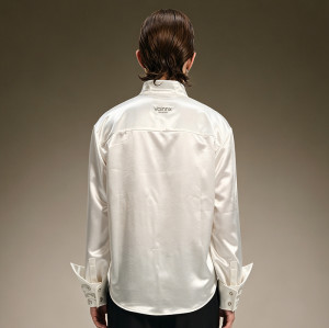 Custom Luxury Shirt | Rhinestone Oversized Streetwear Blouse | Embroidery Flare Cuff Shirt