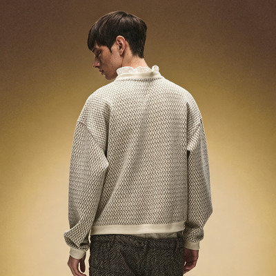 Jacquard Textured Knit Hoodie | Crew Neck Embroidered Sweatshirt | Streetwear Hoodie Manufacturer
