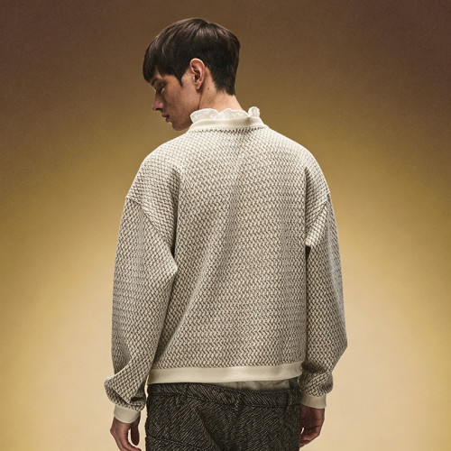 Jacquard Textured Knit Hoodie | Crew Neck Embroidered Sweatshirt | Streetwear Hoodie Manufacturer