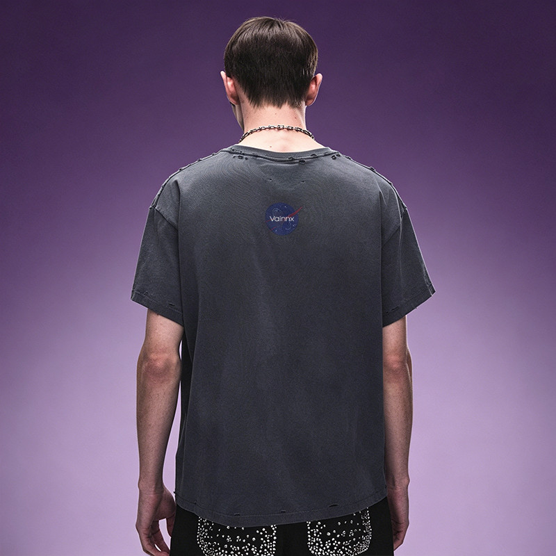 Graphic Print Distressed Grunge Tee