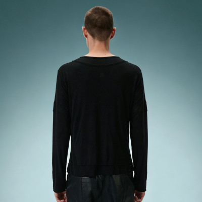 Custom Cotton Slim Fit T-shirt | Lightweight Long Sleeve T-shirt | Panel Spliced Snap Placket Gothic Tee