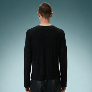Custom Cotton Slim Fit T-shirt | Lightweight Long Sleeve T-shirt | Panel Spliced Snap Placket Gothic Tee