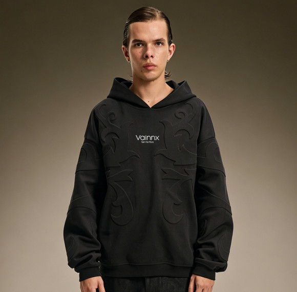 Custom Embossed Print Oversized Hoodie | 100% Cotton Streetwear Sweatshirt | Drop Shoulder Casual Hoodie