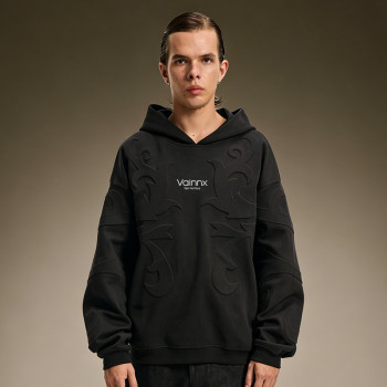 Custom Embossed Print Oversized Hoodie | 100% Cotton Streetwear Sweatshirt | Drop Shoulder Casual Hoodie