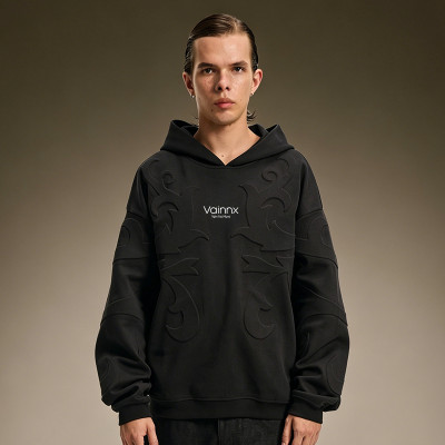 Custom Embossed Print Oversized Hoodie | 100% Cotton Streetwear Sweatshirt | Drop Shoulder Casual Hoodie