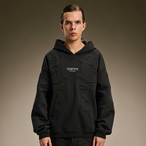 Custom Embossed Print Oversized Hoodie | 100% Cotton Streetwear Sweatshirt | Drop Shoulder Casual Hoodie