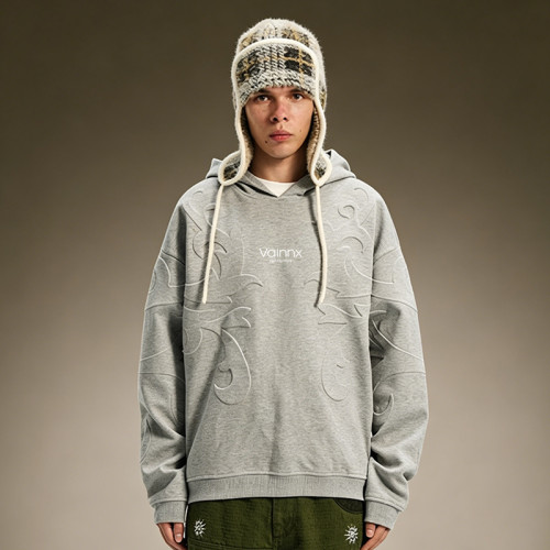 Custom Embossed Print Oversized Hoodie | 100% Cotton Streetwear Sweatshirt | Drop Shoulder Casual Hoodie