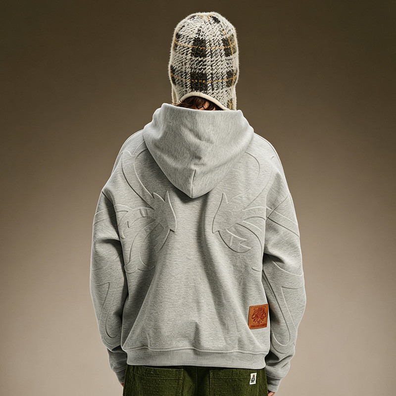  Embossed Print Hoodie