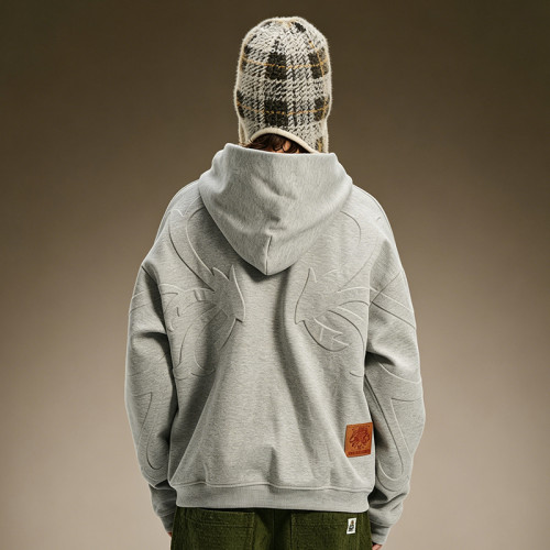 Custom Embossed Print Oversized Hoodie | 100% Cotton Streetwear Sweatshirt | Drop Shoulder Casual Hoodie