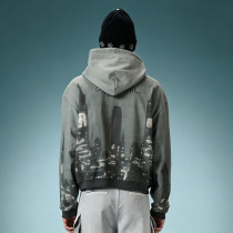Custom Screen Print Hoodie | Vintage Acid Wash Zip Up Hoodie | Crop Fit Streetwear Hoodie