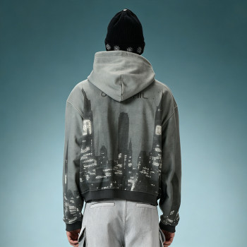Custom Screen Print Hoodie | Vintage Acid Wash Zip Up Hoodie | Crop Fit Streetwear Hoodie