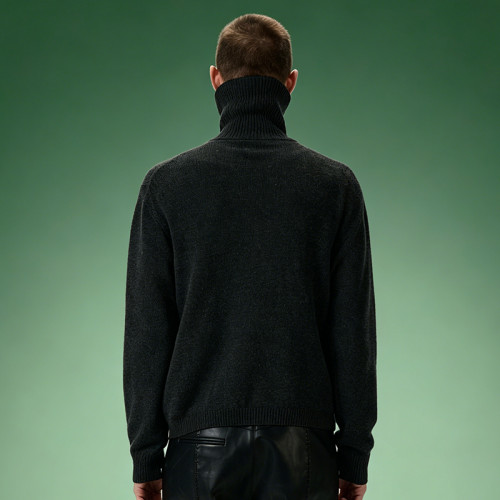 Custom Graphic Jacquard Full Zip Sweater | Streetwear Cardigan Sweater | Turtleneck Wool Men's Knit Jacket