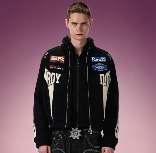 Stand Collar Cropped Fleece Jacket | Custom Bomber Racing Jacket | Y2K Streetwear Jacket For Men