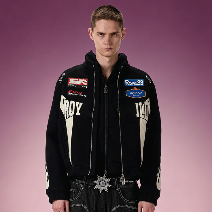 Stand Collar Cropped Fleece Jacket | Custom Bomber Racing Jacket | Y2K Streetwear Jacket For Men