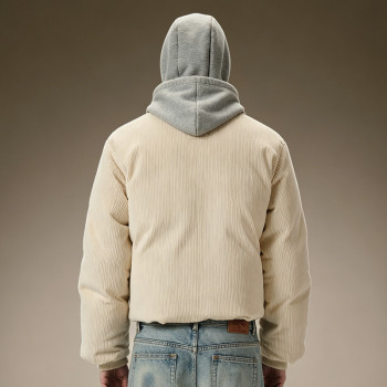 Custom Corduroy Channel Quilt Padded Jacket | Cropped Zip Up Stand Collar Coat | Zip Up Bomber Jacket