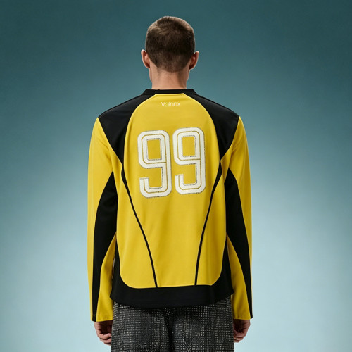 Custom Patchwork Football T-shirt | Color Block Long Sleeve Soccer Jersey | Screen Print T-shirt