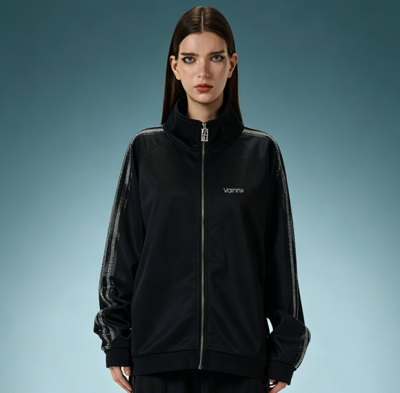 Custom Letter Print Jacket | Sport Track Retro Y2K Streetwear Jacket | Polyester Zipper Jackets