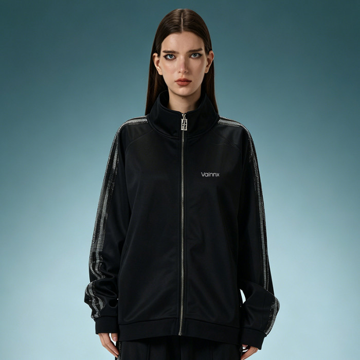 Custom Letter Print Jacket | Sport Track Retro Y2K Streetwear Jacket | Polyester Zipper Jackets