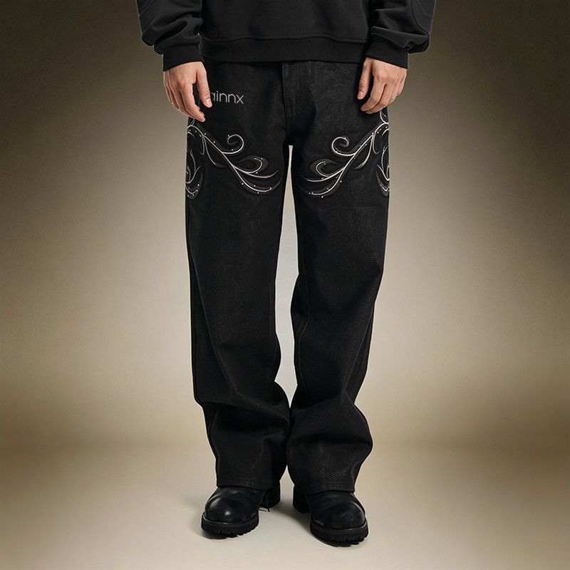 Rhinestone Embroidery Jeans