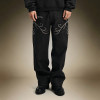 Custom Streetwear Washed Jeans | Straight Leg Denim Pants | Rhinestone Embroidery Jeans