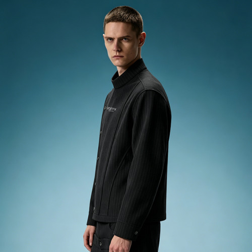 Custom Mandarin Collar Jacket | Asymmetric Diagonal Metal Button Jacket | Stand Collar Jacket