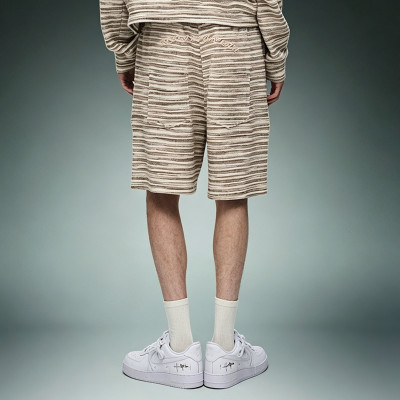 Custom Casual Sports Shorts | Men's Stripe Knee Length Shorts | Drawstring Waist Cotton Shorts