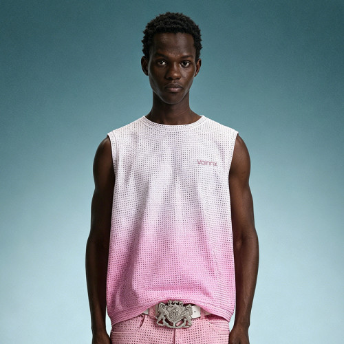 Custom Lightweight Breathable T-shirt | Rhinestone Sleeveless Tee | Gradient Streetwear Sleeveless Tee