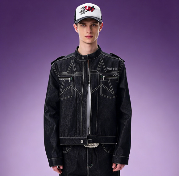 Custom Washed Vintage Denim Jacket | Streetwear Cropped Jacket | Stand Collar Men's Casual Zip Jacket