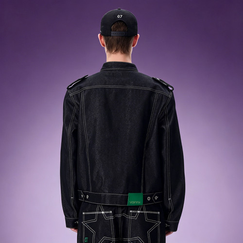 Custom Washed Vintage Denim Jacket | Streetwear Cropped Jacket | Stand Collar Men's Casual Zip Jacket