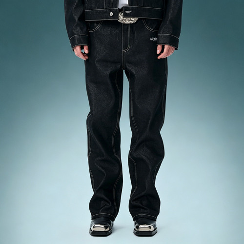 Custom Acid Wash Stripe Jeans | Straight Leg Denim Jeans | Streetwear Apparel Manufacturer