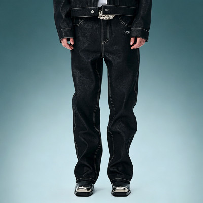 Custom Acid Wash Stripe Jeans | Straight Leg Denim Jeans | Streetwear Apparel Manufacturer