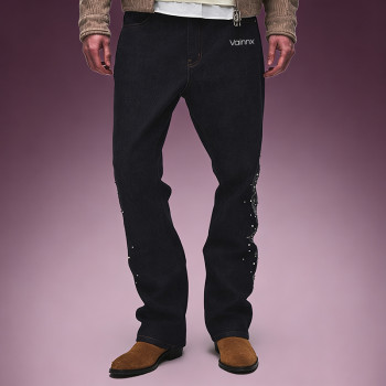 OEM ODM Custom Logo Jeans | Straight Leg Rhinestone Embroidery Pants | Designer Streetwear Jeans