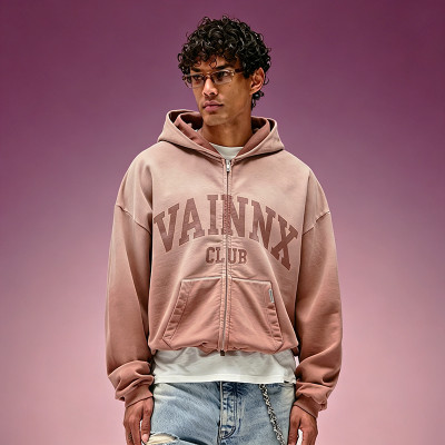 Custom Streetwear Zipper Hoodie | Boxy Heavyweight Sun Fade Hoodie | 100% Cotton Screen Print Hoodie