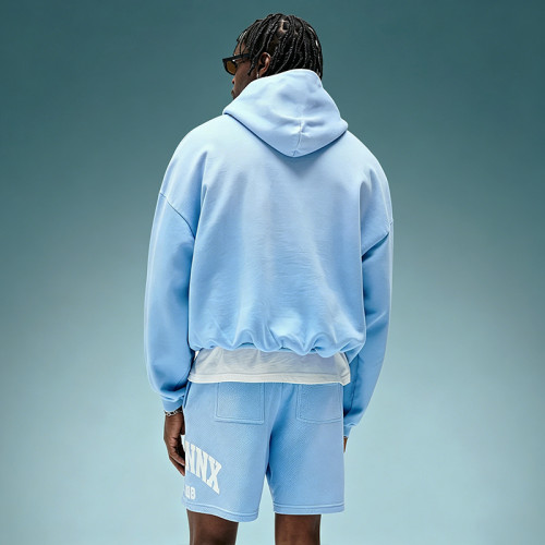 Custom Letter Logo Print Tracksuit | Oversized Hoodie Mesh Sport Short Set | Organic Cotton Sweatsuit
